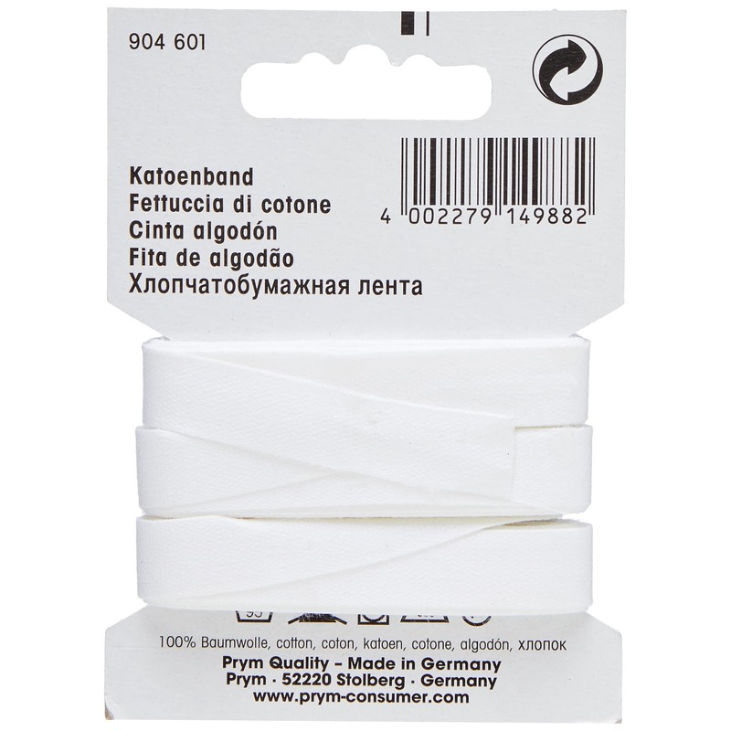 Prym PRYM_904601-1 Cotton Tape 10 mm White