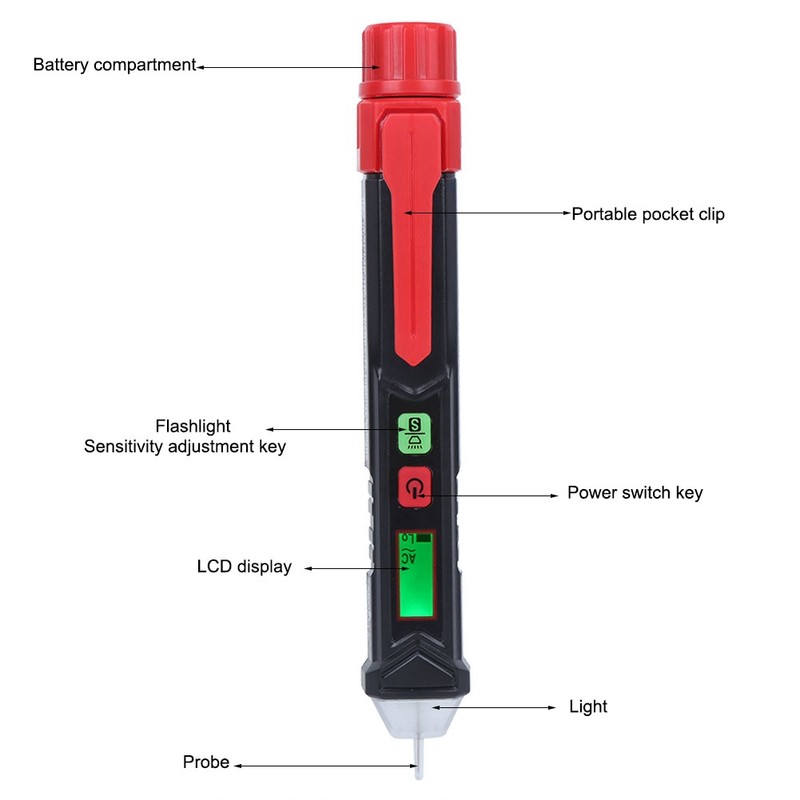 HT100 Intelligent NonContact Test Pen Sound Light Sensitivity Household Testing
