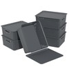 Idotry Plastic Storage Baskets with Lids, Organizer Bins, 6-Pack, Gray