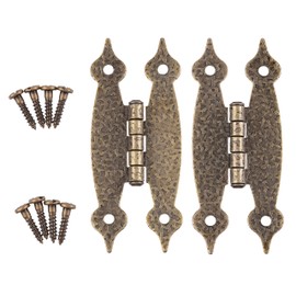 Hammered Antique Brass "H" Type Cabinet Door Hinges | 3 1/2" High x 1 1/2" Wide | Pack of 20 | Flush Mount Furniture Hinges | H13-H526ABPR (10)