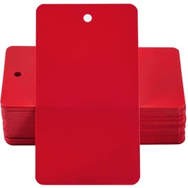 SOFPLATE 100Pcs Blank Red Plastic Tags Waterproof Shipping Tags FireBrick 5 x 9cm Rectangle Name Hang Identification Eyelet Wire Tag Labels for Identify Name ID Card Handbag Luggage Outdoor Tagging