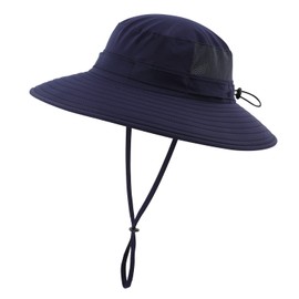 Home Prefer Men's Sun Hat UPF50+ Light Weight Bucket Hat Wide Brim Fishing Hat Navy Blue