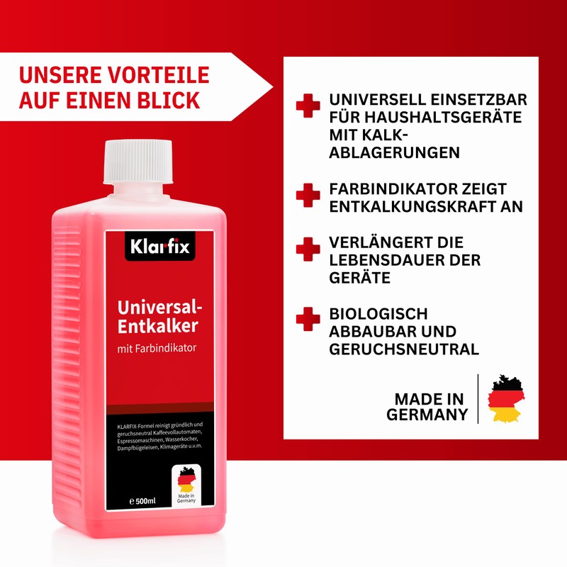 Klarfix Universal descaler with colour indicator, highly effective descaler for