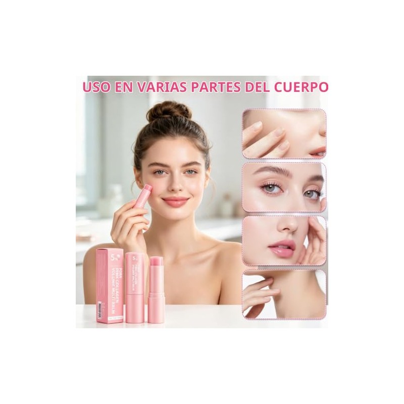 2PC Pdrn Pink Collagen Volume Multi Balm Stick, Hidratante,Reafirma
