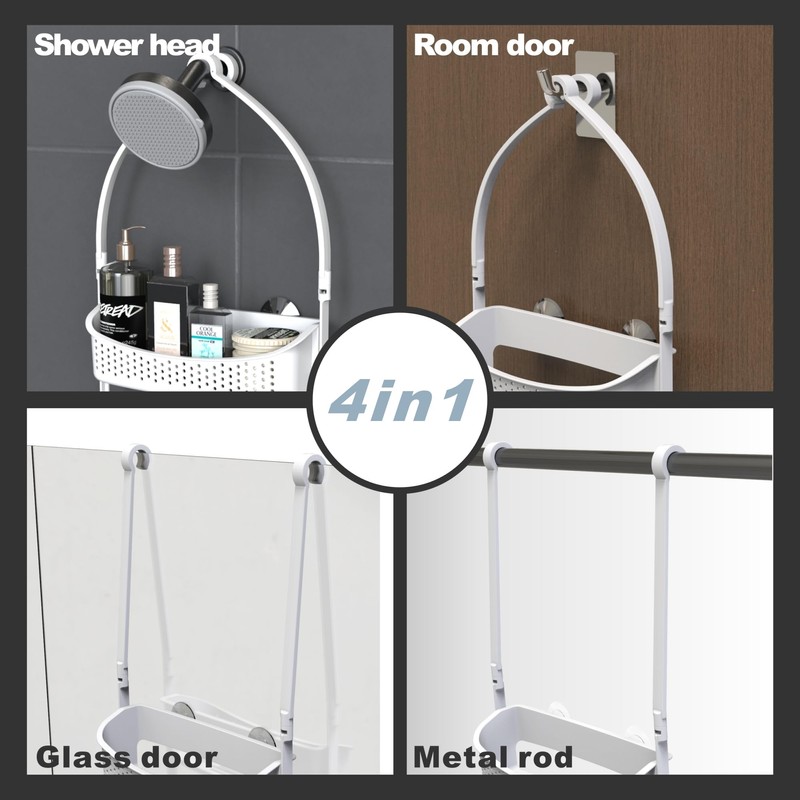 EMT ETRENDS Shower Caddy Hanging, Anti-Swing Shower basket over showerhead