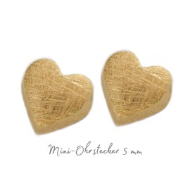 Mini Heart Stud Earrings, 925 Silver or 18 Carat Gold Plated, Beautiful Gift (Silver Gold-Plated)
