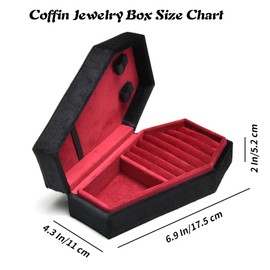 TAIMY Coffin Jewelry Box, Mini Coffin Shaped Gothic Jewelry Case, Plush Velvet Small Jewelry Organizer for Earrings Rings Necklaces Bracelets