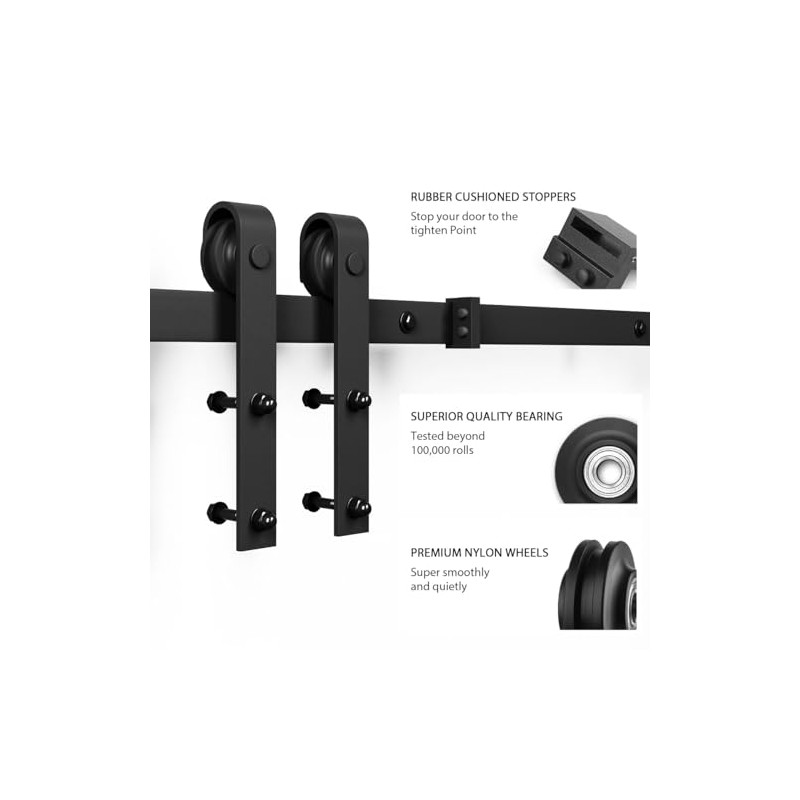 SMARTSTANDARD 6.8FT Barn Door Hardware Kit, Sliding Barn Door Track