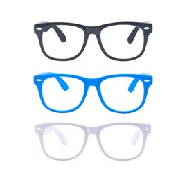 Outray Oversized Square Blue Light Blocking Glasses for Women Anti Blue Ray Clear Lens Glasses(Black+Blue+White)