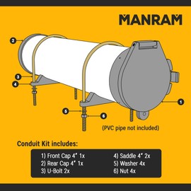 Conduit Carrier Kit Fit 4-Inch Diameter PVC Pipe - Durable and Versatile with Mounting Hardware Included, Spring-Loaded Latch, Secure and Stable Pipe Transport Solution (PVC Pipe Not Included)
