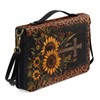 Wnbucioht Cross Sunflower Leopard Print Leather Study Bible Cover for