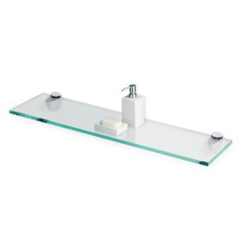 Fab Glass and Mirror Rectangle Floating Shelf Kit Clear 3/8" Thick Tempered Glass, 4-3/4" x 24"