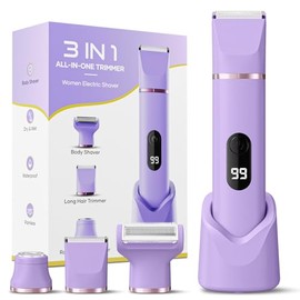 Recortadora de Bikini para Mujeres, Tiovara Afeitadoras Eléctricas Sin Dolor IPX7 Impermeable Inalámbrica Recortadora de Vello Corporal Depilación de 