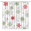 HYKHYK Snowflake Shower Curtain Christmas Winter Red Sage Green Grey