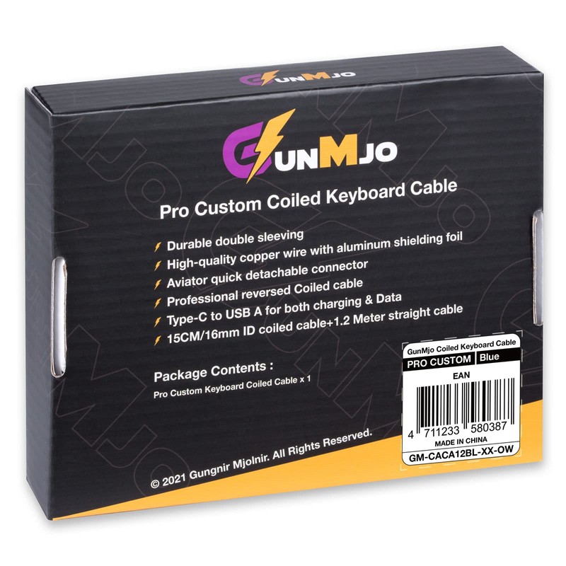 GUNMJO Pro Custom Coiled USB C Cable for Gaming Keyboard,