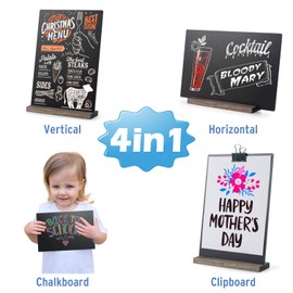 ONUPGO Mini Chalkboard Signs, 6 x 9 Inch Vintage Tabletop Chalk Board Sign with Base Stands - Double Side Mini Menu Boards Small Food Signs for Party Buffet Wedding Bar and Restaurant