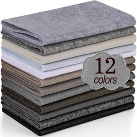 XSEINO 12 Rolls 8"x35"(20.5x90cm) 1.4mm Thick Soft Felt Fabric Sheet 12 Assorted Black White Gray Series Colors Felt Pack for DIY Craft Sewing Squares Nonwoven Patchwork