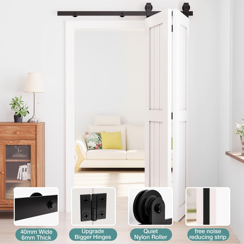 WINSOON Bifold Barn Door Hardware: Smooth Quiet Bi-fold Barn Door