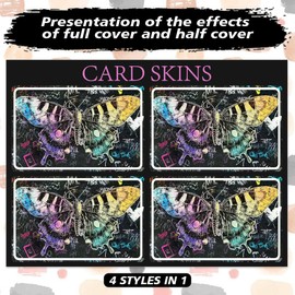 Peacoblue Bank Card Sticker Colorful Moth and Texture Credit Debit Card Custom Skin Cover Protector, 4 Styles Scratch-Proof Attractive Decal for Most Popular EBT Transportation Key Card