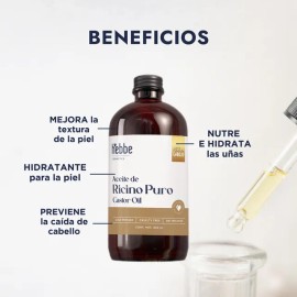 Aceite de Ricino y Vitamina E en kit hidratante, antiedad, Capilar Corporal Hebbe Cosmetics & Lúdika 500ml