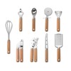 9PCS Kitchen Utensil Set Stainless Steel Wooden Handle Portable Baking