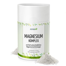 Sanuvit Magnesium Komplex 120 Kapseln - Reinstoffprodukt direkt vom Hersteller (hypoallergene Manufaktur)