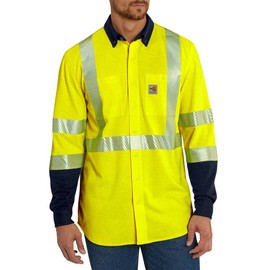 Carhartt Men's Flame Resistant High Visibility Force Hybrid Shirt Class 3 Shirt, -brite lime, 2X-Large