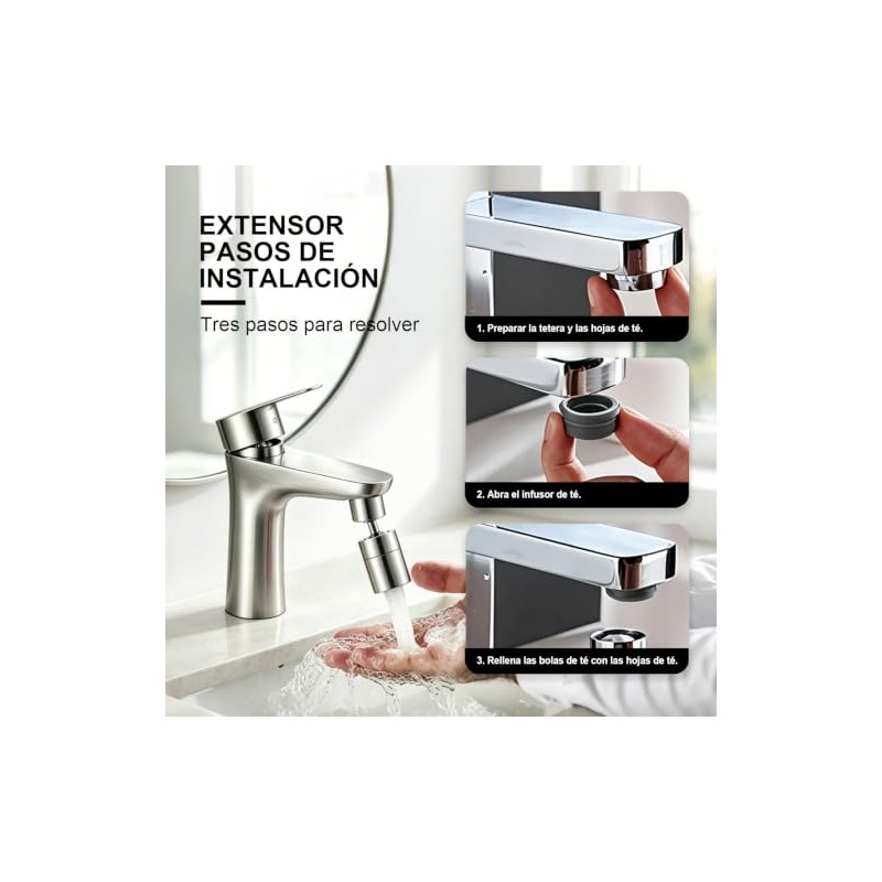 Regadera para Fregadero de Cocina, 2 Modos Extensor de Grifo