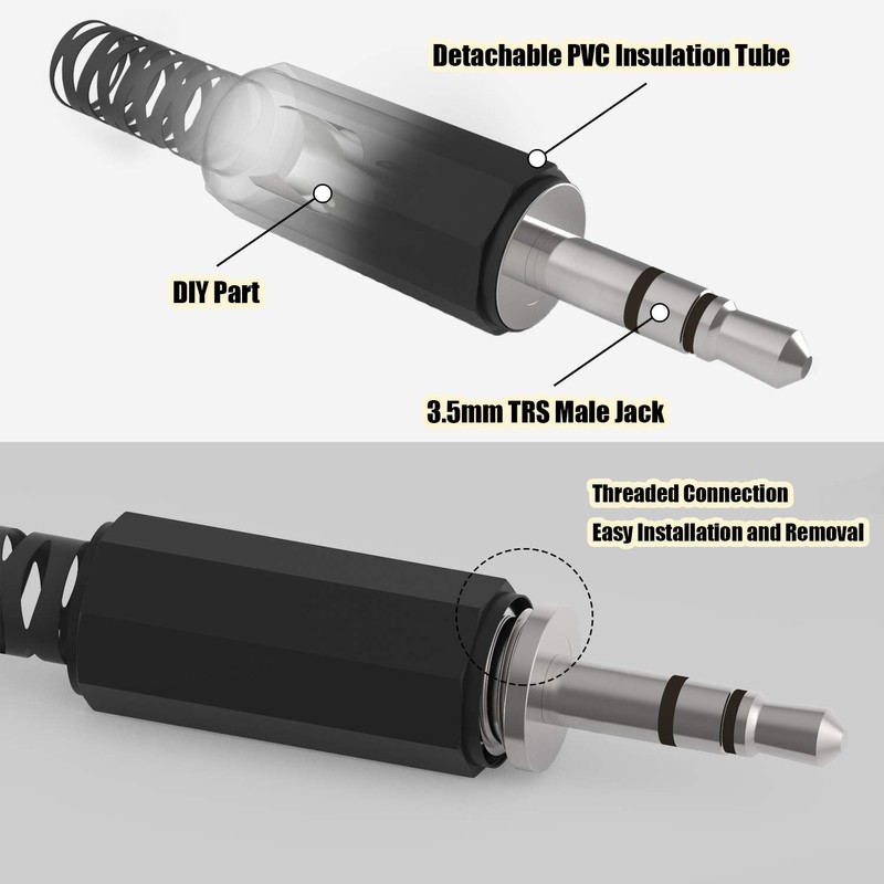 Ancable Replacement 4-Pack TRS Male Plug 3 Pole 1/8" 3.5mm