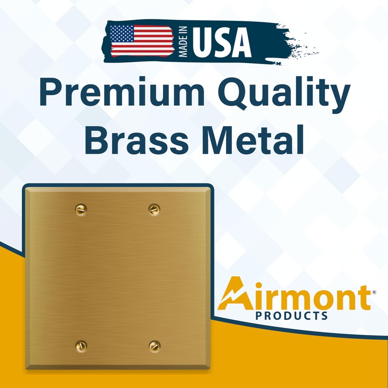 2-Gang Brass Outlet Cover, Satin Brass Blank Outlet Covers, Standard