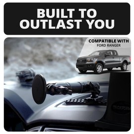 Tackform TRAXX Assault Track Dash Mount - Magnetic Phone Holder - Compatible with MagSafe, 2019-2023 Ford Ranger (Without Switch Panel) | Aluminum Picatinny Rail, No Drill | Carbon Fiber Arm | Yellow