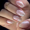 KTAABTR Flower Press on Nails Short Almond Shaped Fake Nails