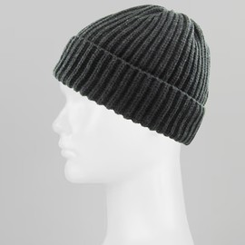 KBETHOS Ribbed Knit Cuffed Beanie Thick Winter Ski Hat Skully Winter Warm Mens Womens Unisex, Dark Gray Ribbed Beanie, One Size