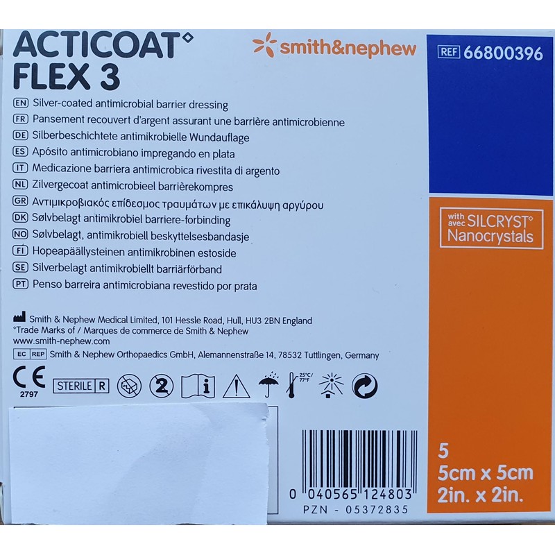 Acticoat 66800396 Bandages, Flex 3.5 cm x 5 cm (Pack