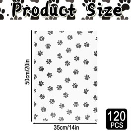 120 Sheets Gift Wrapping Tissue Paper Bulk, Black Dog Paw Print Tissue Paper for Gift Bags, Decorative Art Papers for DIY Crafts Wedding Birthday Baby Showers Holiday Party Decor, 20x14 Inches