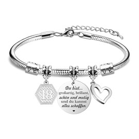 HEYEJET Birthday Gifts for Women Girls Bracelet Birthday Charm 10th - 19th 21st 30th 40th 50th 60th Birthday Bracelet for Daughter Niece Sister Friend Teenagers Girls Mun Aunt, Stainless Steel