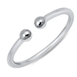 JEWELRITZY 1.5mm Ball Ends Toe Ring Solid 925 Sterling Silver Open Adjustable Band