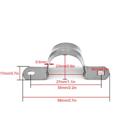 LICQIC U Shaped Pipe Clamp, Two Hole Tube Strap Tension Clips for Fixing Downpipe & Metal Pipe, 12 Pcs M25