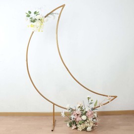 Balsa Circle 6.5 feet Gold Metal Crescent Moon Arch Backdrop Stand Wedding Party Events Reception Catering Home Decorations Supplies