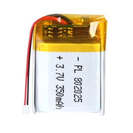 Qimoo 802025 3.7V Lipo Battery 350mAh 802025 Rechargeable Lithium Polymer Battery Pack with JST PH2.0mm Connector for Electronic Device