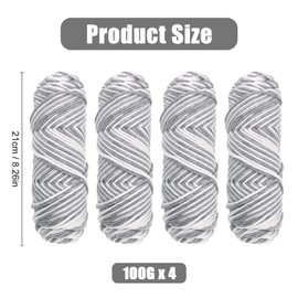 Crochet Knitting Yarn 4 x 100g Crochet Yarn Wool 8 Strands of Soft and Comfortable Milk Cotton Wool Double Knitting Yarn Multi-Colored Acrylic Crochet Yarn Set for Hats Doll (White + Grey)