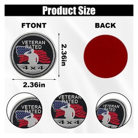 GLSOWEE GLSOWEE Veteran Rated Car Emblem, 4 x 4 3D Metal Car Badge Decals Stickers Round Emblem Decals, Compatible with Jeep Wrangler Vehicles Trucks SUV RV (Veteran Rated)