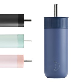 Chilly's Switch - BPA-Free Stainless Steel Drinking Cup with Wide Straw for Milkshakes and Bubble Tea - Double Walled, Vacuum Insulated - Whale Blue, 500 ml