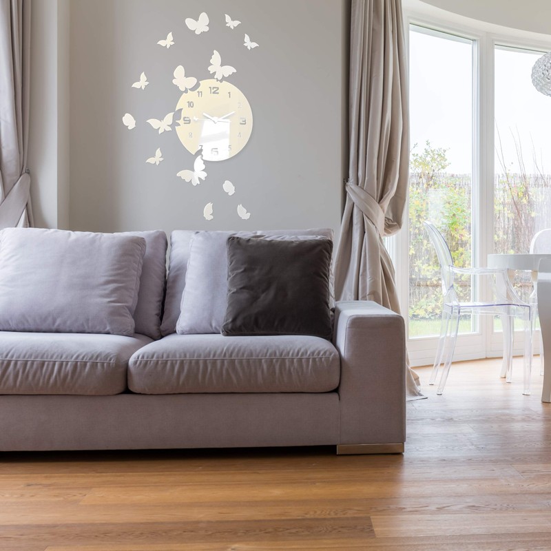 FLEXISTYLE Modern wall clock Butterflies acrylic glass 30cm dial silent