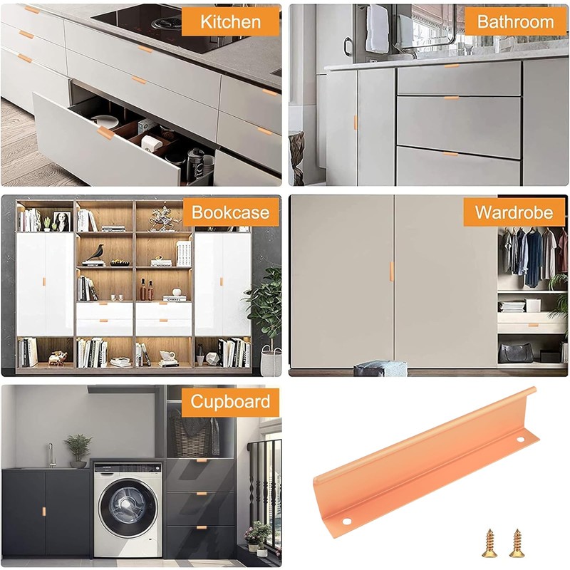 MOROBOR 8 Pack Modern Style Finger Edge Pull Furniture Drawer