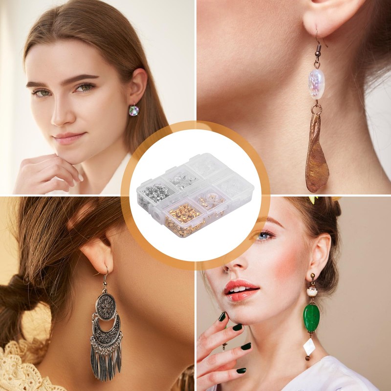 Volumoon Earring Backs, 6 Style Stainless Steel Rubber Plastic Secure