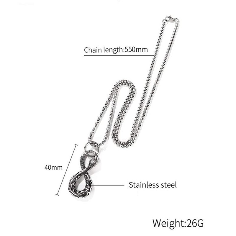 OIDIMS Infinity Ouroboros Serpent Snake Necklace for Men Women Stainless