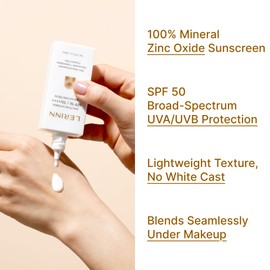 Lerinn ZincPure Sunmilk SPF 50/PA++++ Broad Spectrum, 100% Mineral Facial Sunscreen, Lightweight Sheer Finish, No White Cast, Fragrance-Free Daily Moisturizer for Sensitive & All Skin Types (40 ml)