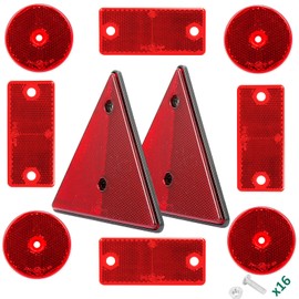 AGRISHOP 2xTrailer Triangle Reflectors,4x Trailer Rectangular Reflectors,4xTrailer Round Reflectors,Rear Reflective Reflectors Screw Fit Mount Red for Bike Caravan Horsebox RV Truck Tractor Gate Posts