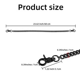 HAFRILY Key Chain Black Chain 60cm Heavy Duty Metal Wallet Chains for Men Hip Hop Punk Jeans Chain Jean Pant Purse Biker Motorcycle Handbag Men Women